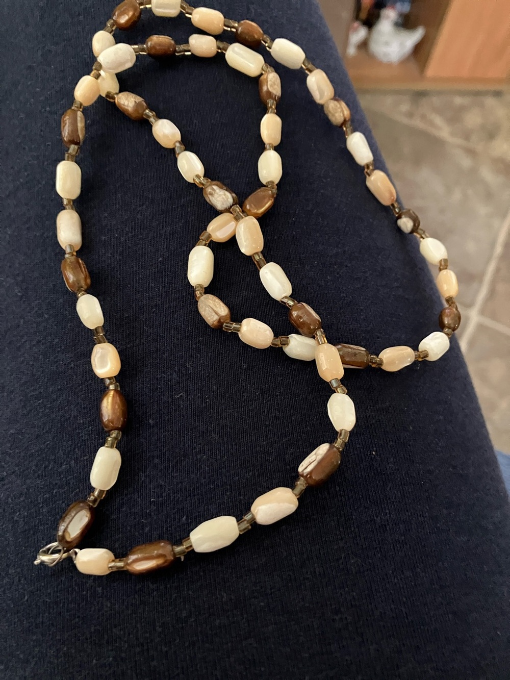 Women’s Brown and Cream Beaded Necklace